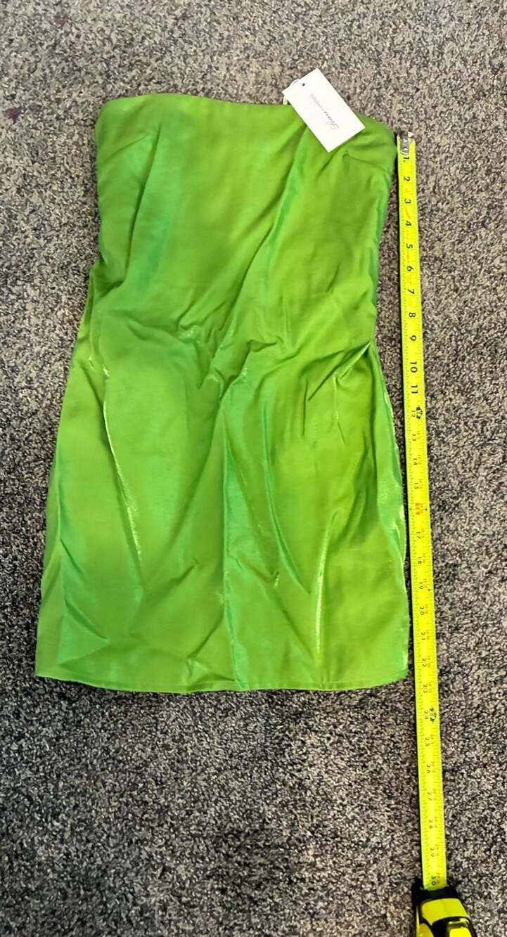 Lovers + Friends Green Silk Satin Strapless Mini Dress Size S NWT
